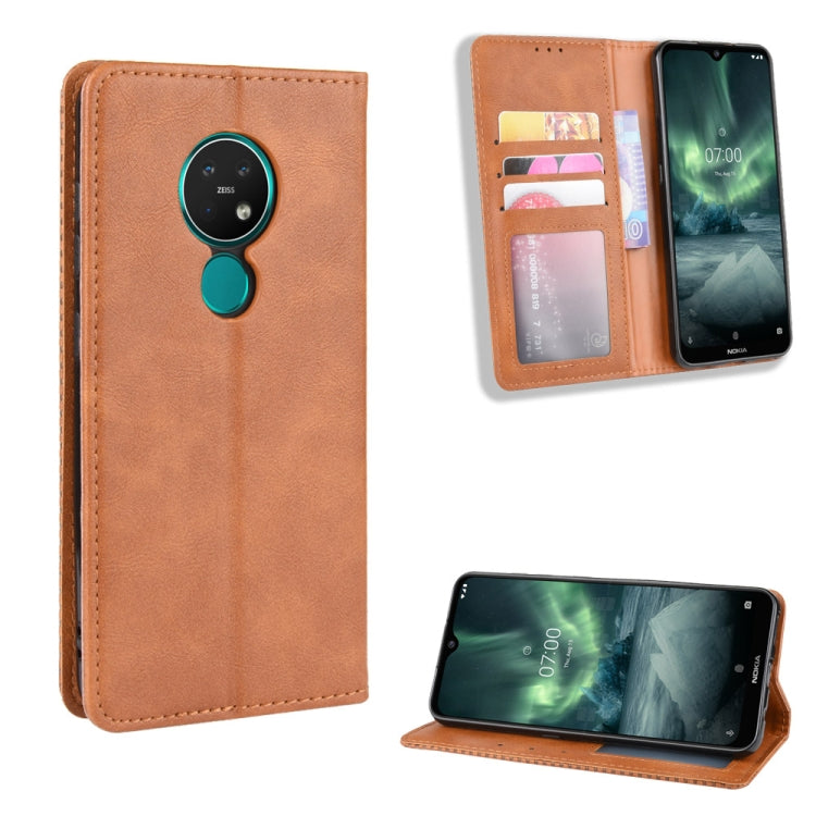 For Nokia 7.2 / Nokia 6.2 Magnetic Buckle Retro Crazy Horse Texture Horizontal Flip Leather Case , with Holder & Card Slots & Photo Frame