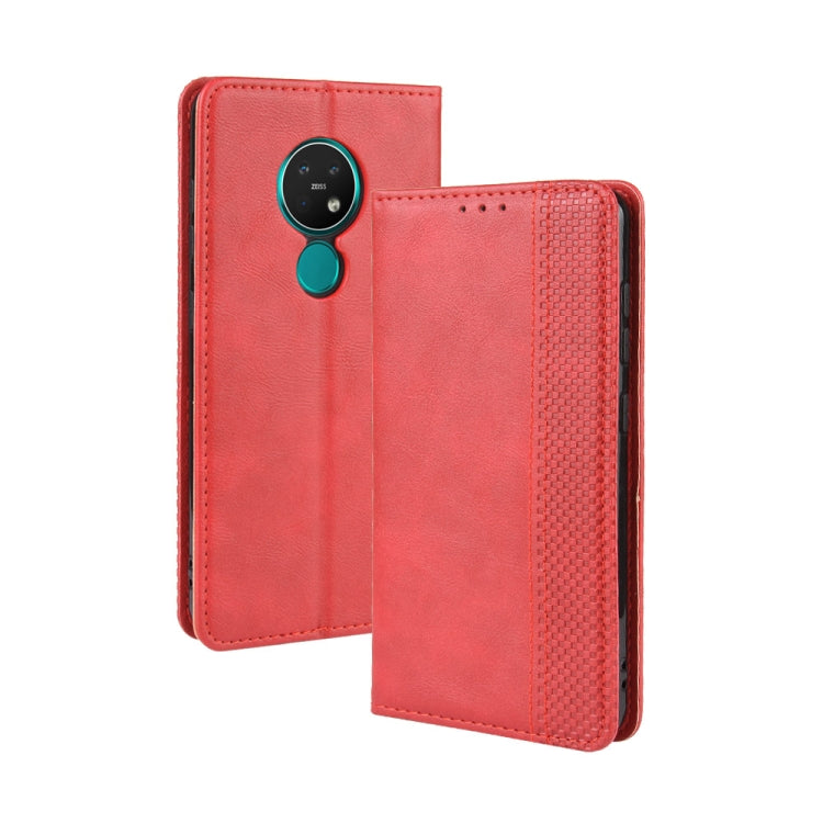 For Nokia 7.2 / Nokia 6.2 Magnetic Buckle Retro Crazy Horse Texture Horizontal Flip Leather Case , with Holder & Card Slots & Photo Frame