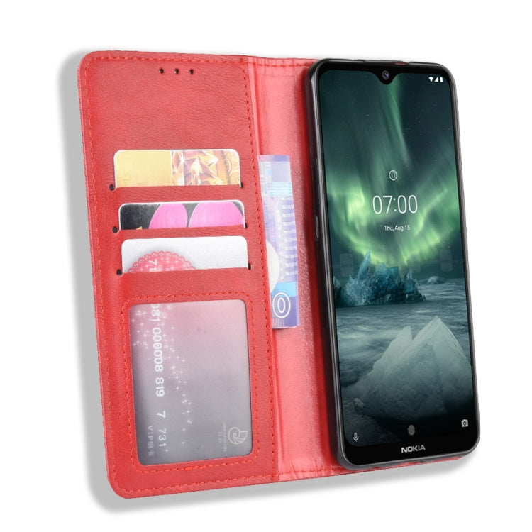 For Nokia 7.2 / Nokia 6.2 Magnetic Buckle Retro Crazy Horse Texture Horizontal Flip Leather Case , with Holder & Card Slots & Photo Frame