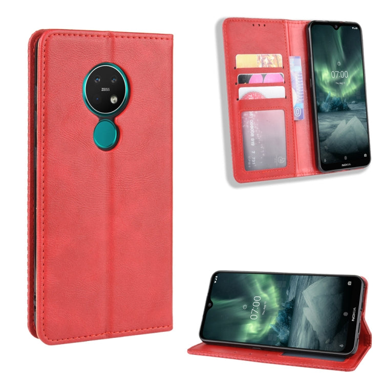 For Nokia 7.2 / Nokia 6.2 Magnetic Buckle Retro Crazy Horse Texture Horizontal Flip Leather Case , with Holder & Card Slots & Photo Frame