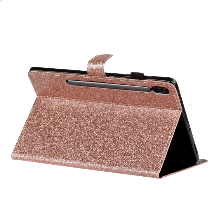 For Galaxy Tab S6 10.5 T860/T865 With Flash Pink Waterproof Protection Case, Card Slot and Bracket