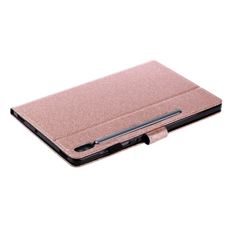 For Galaxy Tab S6 10.5 T860/T865 With Flash Pink Waterproof Protection Case, Card Slot and Bracket