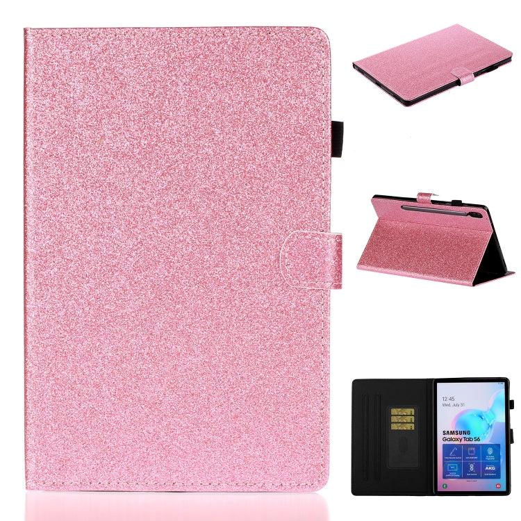 For Galaxy Tab S6 10.5 T860/T865 With Flash Pink Waterproof Protection Case, Card Slot and Bracket