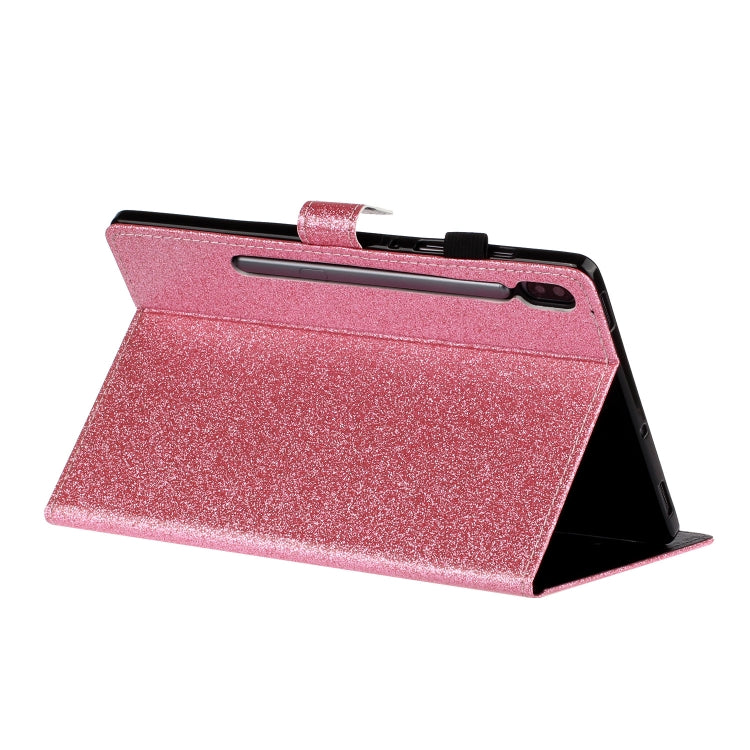 For Galaxy Tab S6 10.5 T860/T865 With Flash Pink Waterproof Protection Case, Card Slot and Bracket