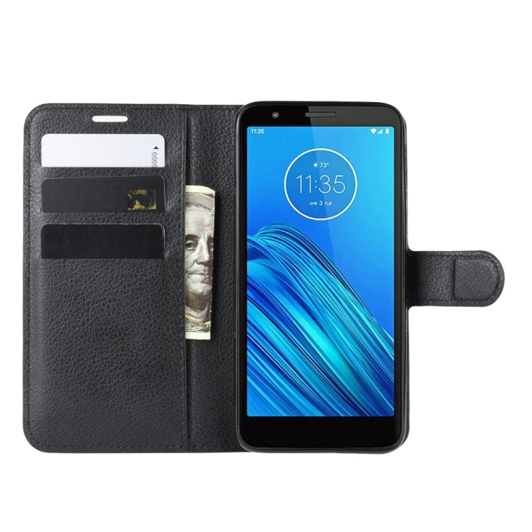 For Motorola Moto E6 Litchi Texture Horizontal Flip Leather Case with Wallet & Holder & Card Slots