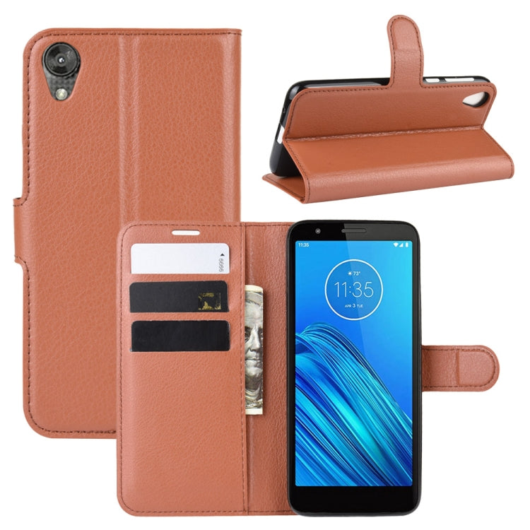 For Motorola Moto E6 Litchi Texture Horizontal Flip Leather Case with Wallet & Holder & Card Slots