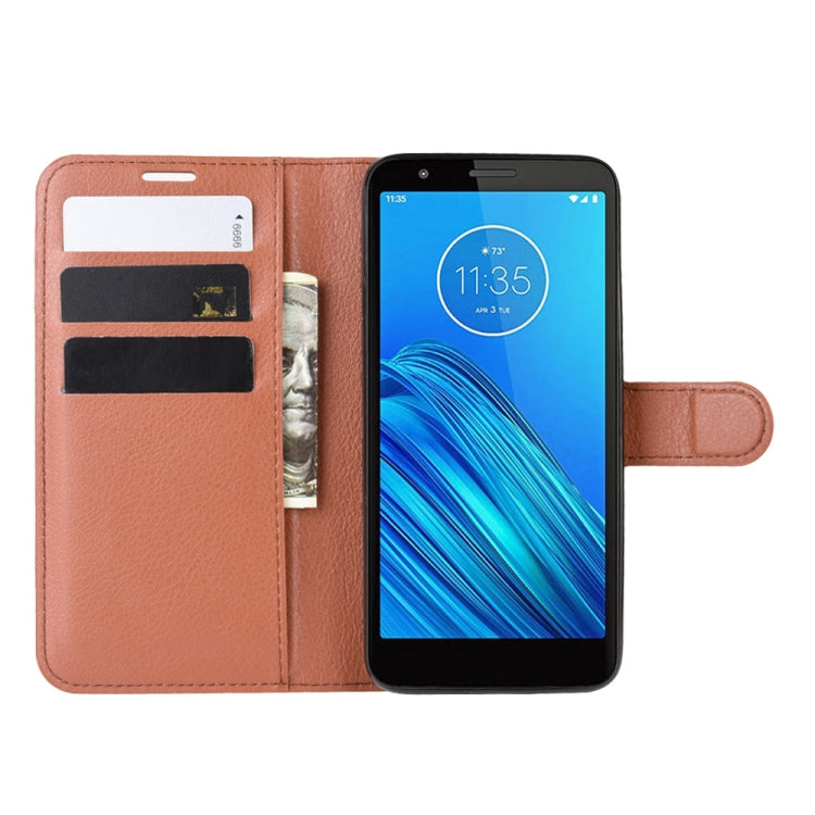 For Motorola Moto E6 Litchi Texture Horizontal Flip Leather Case with Wallet & Holder & Card Slots