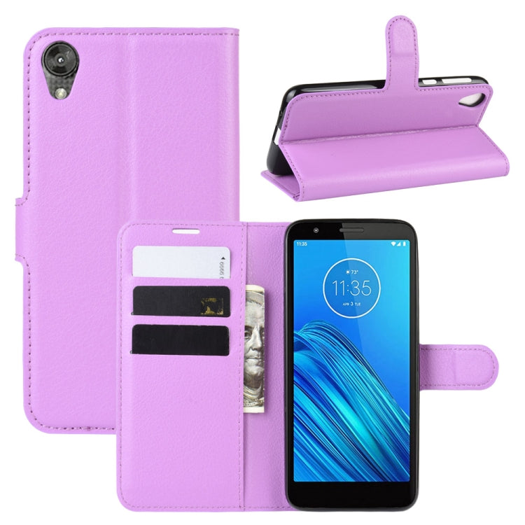 For Motorola Moto E6 Litchi Texture Horizontal Flip Leather Case with Wallet & Holder & Card Slots