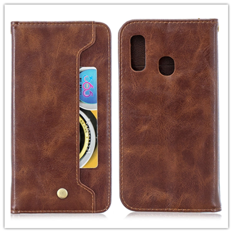 For Galaxy A20E Copper Buckle Nappa Texture Horizontal Flip Leather Case , with Holder & Card Slots & Wallet