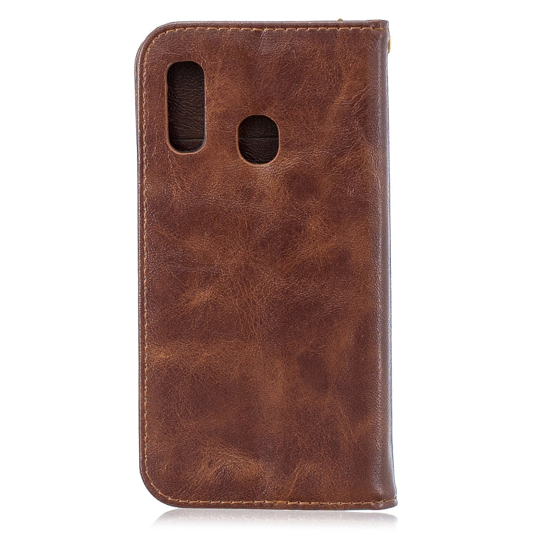 For Galaxy A20E Copper Buckle Nappa Texture Horizontal Flip Leather Case , with Holder & Card Slots & Wallet