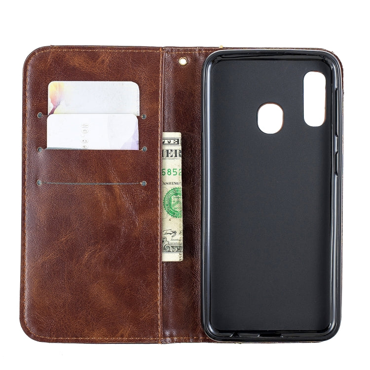 For Galaxy A20E Copper Buckle Nappa Texture Horizontal Flip Leather Case , with Holder & Card Slots & Wallet