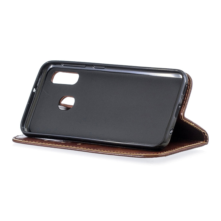 For Galaxy A20E Copper Buckle Nappa Texture Horizontal Flip Leather Case , with Holder & Card Slots & Wallet