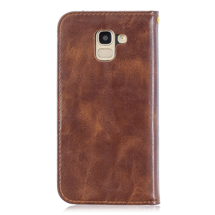 For Galaxy J6 Copper Buckle Nappa Texture Horizontal Flip Leather Case , with Holder & Card Slots & Wallet