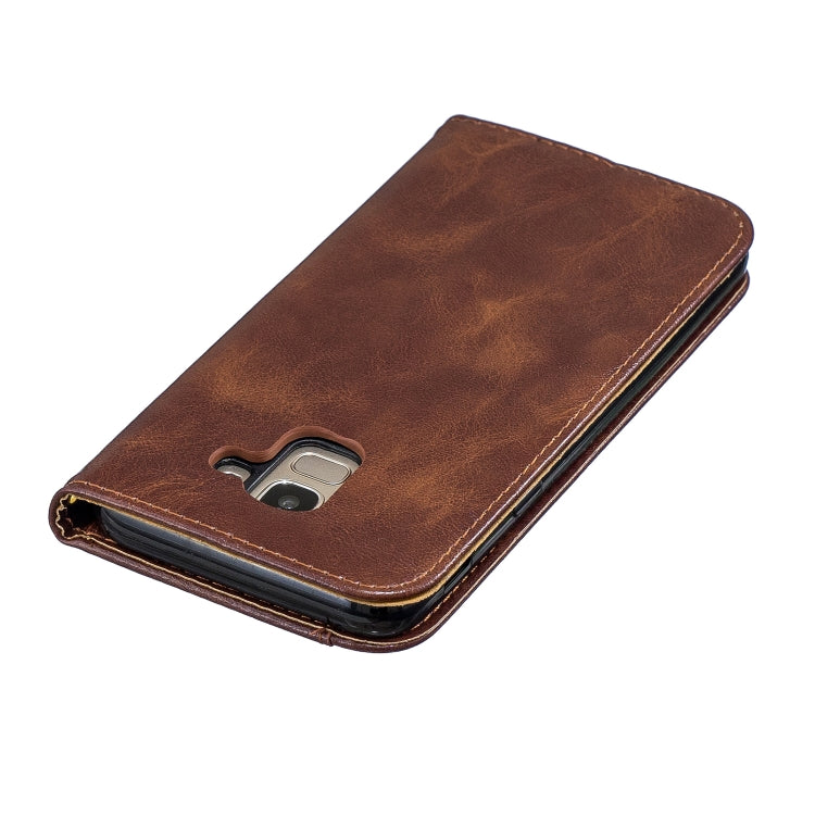 For Galaxy J6 Copper Buckle Nappa Texture Horizontal Flip Leather Case , with Holder & Card Slots & Wallet