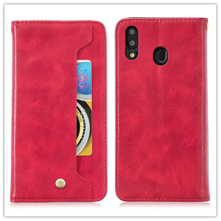 For Galaxy M20 Copper Buckle Nappa Texture Horizontal Flip Leather Case , with Holder & Card Slots & Wallet