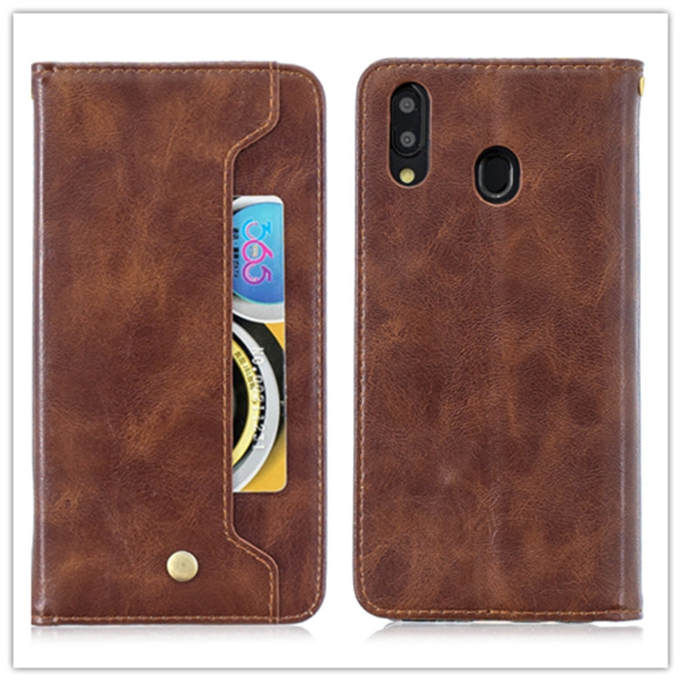 For Galaxy M20 Copper Buckle Nappa Texture Horizontal Flip Leather Case , with Holder & Card Slots & Wallet