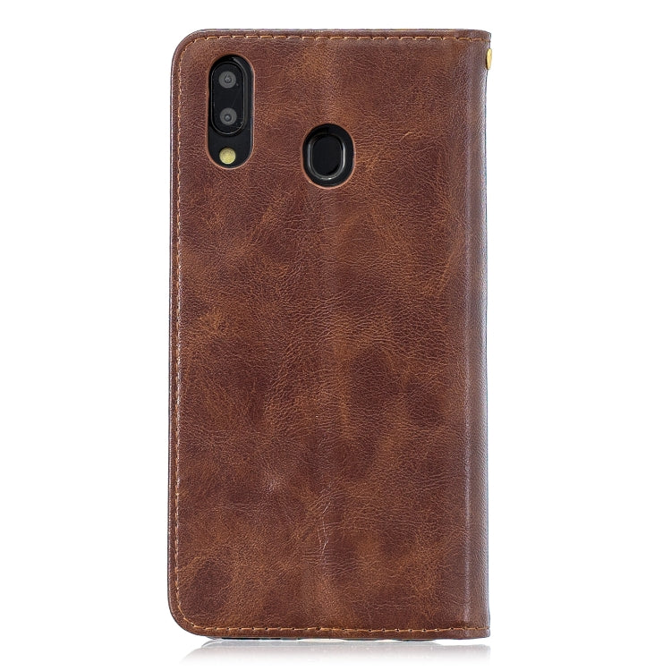 For Galaxy M20 Copper Buckle Nappa Texture Horizontal Flip Leather Case , with Holder & Card Slots & Wallet