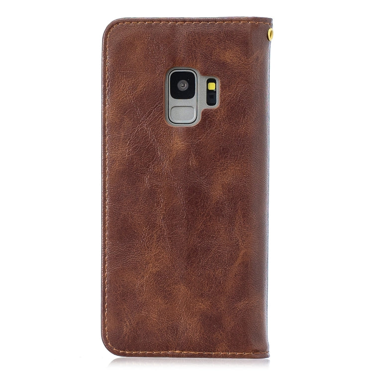 For Galaxy S9 Copper Buckle Nappa Texture Horizontal Flip Leather Case, with Holder & Card Slots & Wallet