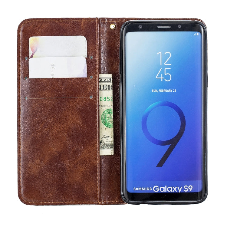 For Galaxy S9 Copper Buckle Nappa Texture Horizontal Flip Leather Case, with Holder & Card Slots & Wallet