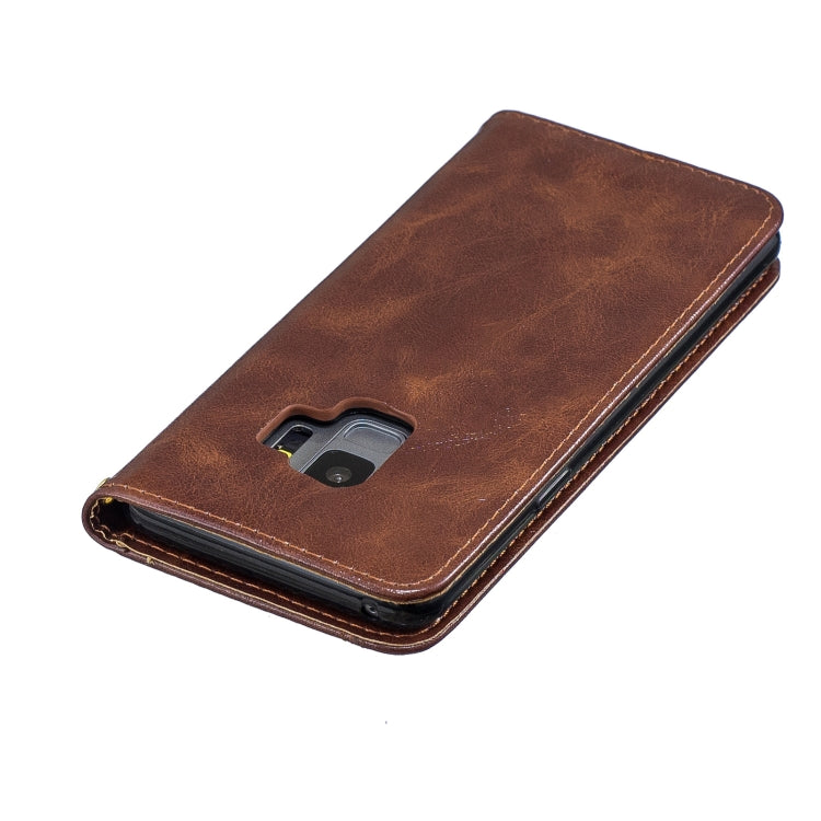 For Galaxy S9 Copper Buckle Nappa Texture Horizontal Flip Leather Case, with Holder & Card Slots & Wallet