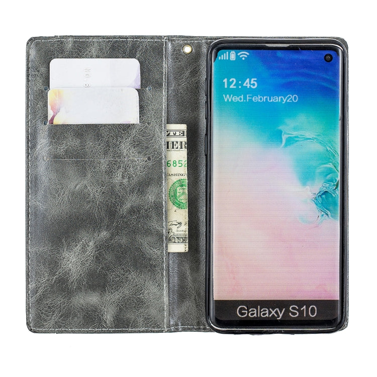 For Galaxy S10 Copper Buckle Nappa Texture Horizontal Flip Leather Case, with Holder & Card Slots & Wallet