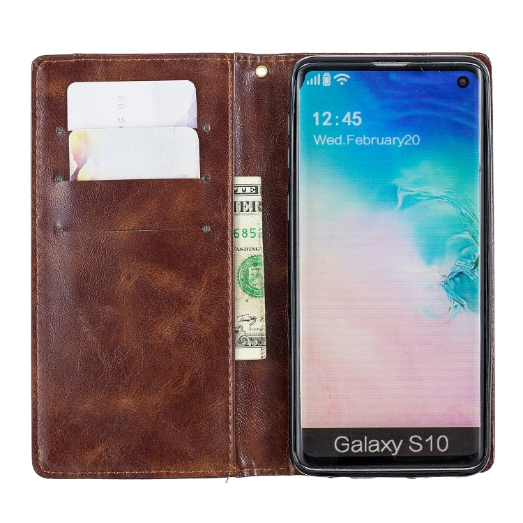 For Galaxy S10 Copper Buckle Nappa Texture Horizontal Flip Leather Case, with Holder & Card Slots & Wallet