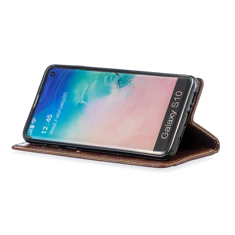 For Galaxy S10 Copper Buckle Nappa Texture Horizontal Flip Leather Case, with Holder & Card Slots & Wallet