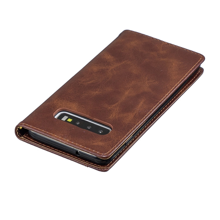 For Galaxy S10 Copper Buckle Nappa Texture Horizontal Flip Leather Case, with Holder & Card Slots & Wallet