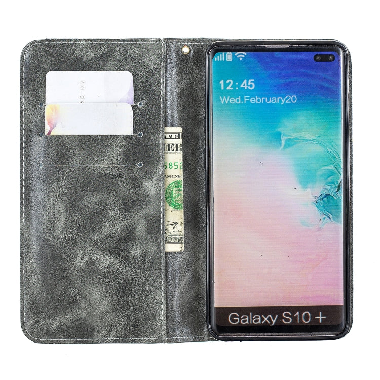 For Galaxy S10+ Copper Buckle Nappa Texture Horizontal Flip Leather Case, with Holder & Card Slots & Wallet