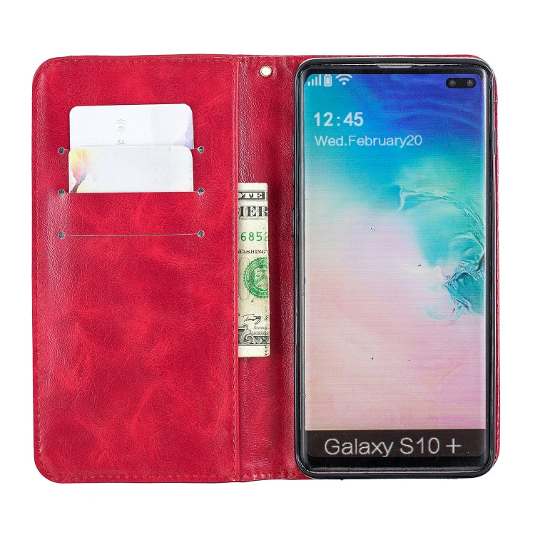 For Galaxy S10+ Copper Buckle Nappa Texture Horizontal Flip Leather Case, with Holder & Card Slots & Wallet