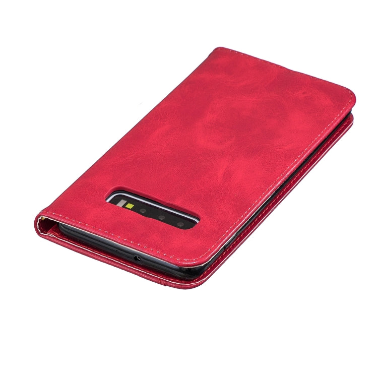 For Galaxy S10+ Copper Buckle Nappa Texture Horizontal Flip Leather Case, with Holder & Card Slots & Wallet