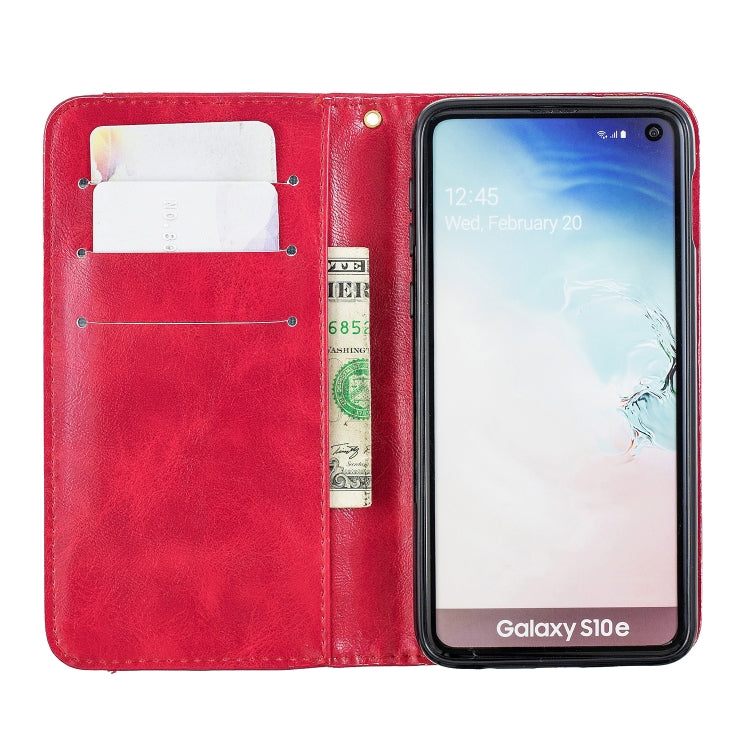 For Galaxy S10e Copper Buckle Nappa Texture Horizontal Flip Leather Case, with Holder & Card Slots & Wallet