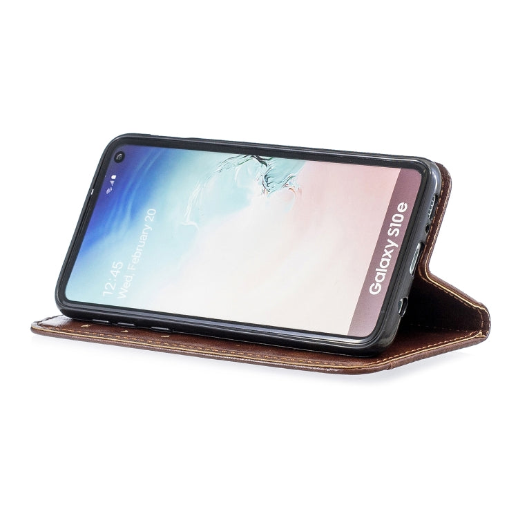 For Galaxy S10e Copper Buckle Nappa Texture Horizontal Flip Leather Case, with Holder & Card Slots & Wallet