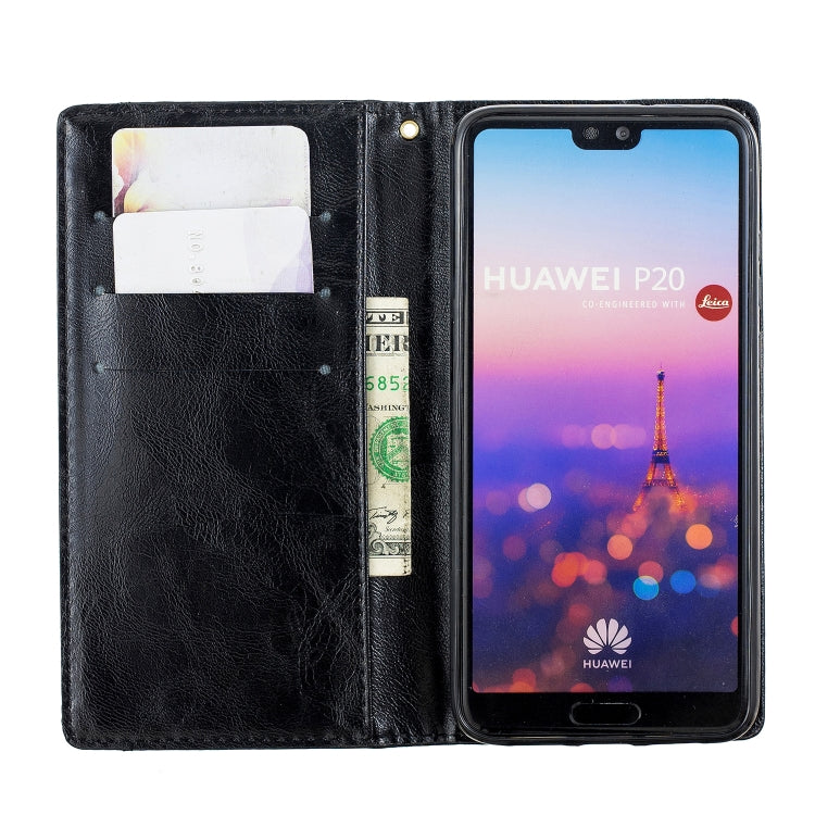 For Huawei  P20 Copper Buckle Nappa Texture Horizontal Flip Leather Case , with Holder & Card Slots & Wallet