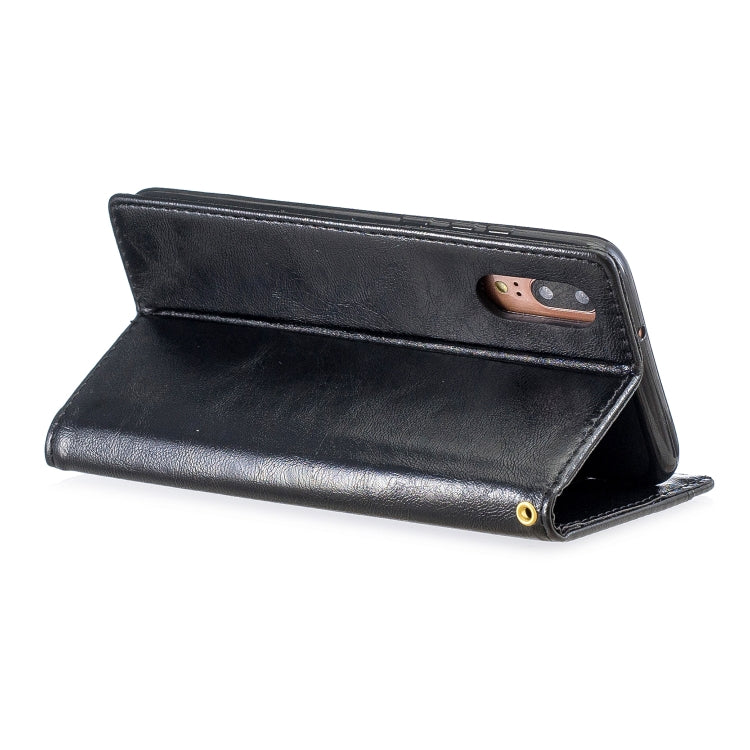 For Huawei  P20 Copper Buckle Nappa Texture Horizontal Flip Leather Case , with Holder & Card Slots & Wallet