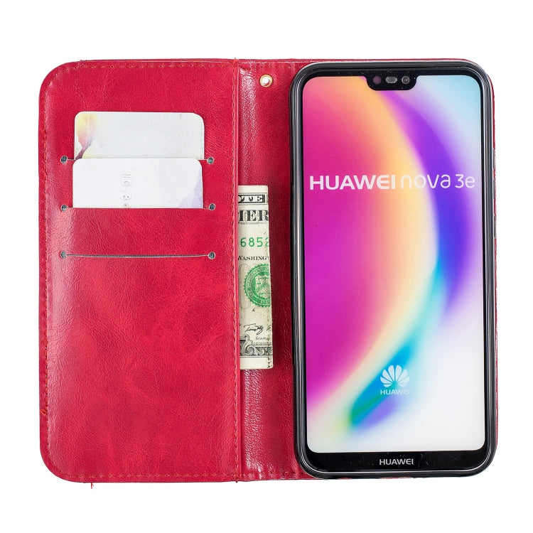For Huawei  P20 Lite Copper Buckle Nappa Texture Horizontal Flip Leather Case , with Holder & Card Slots & Wallet