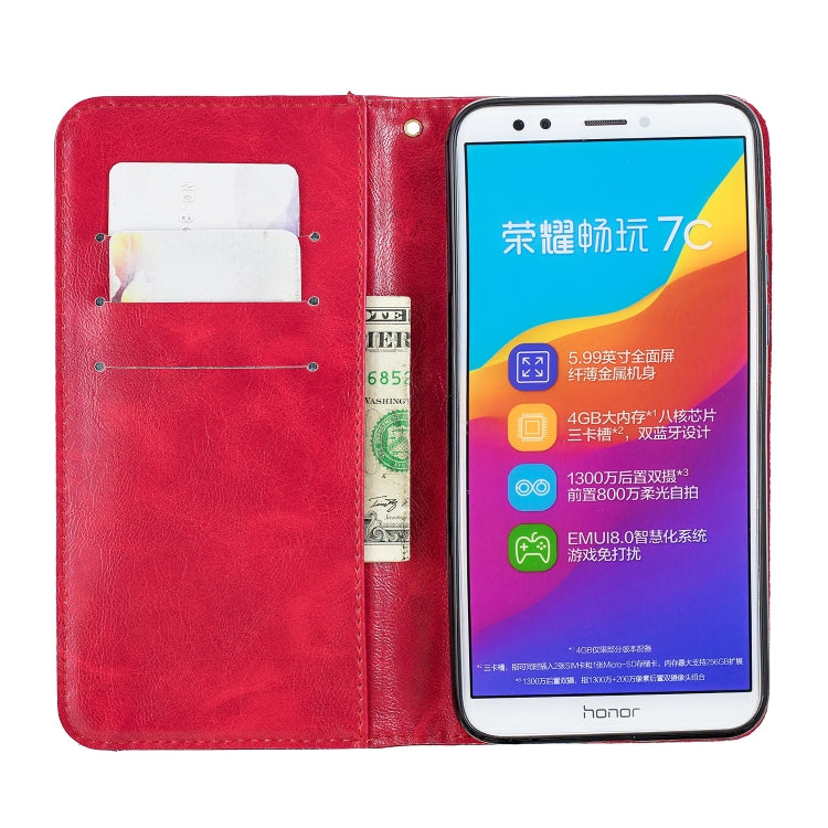 For Huawei Honor 7C Copper Buckle Nappa Texture Horizontal Flip Leather Case , with Holder & Card Slots & Wallet