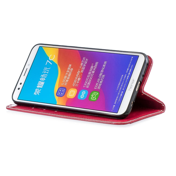 For Huawei Honor 7C Copper Buckle Nappa Texture Horizontal Flip Leather Case , with Holder & Card Slots & Wallet