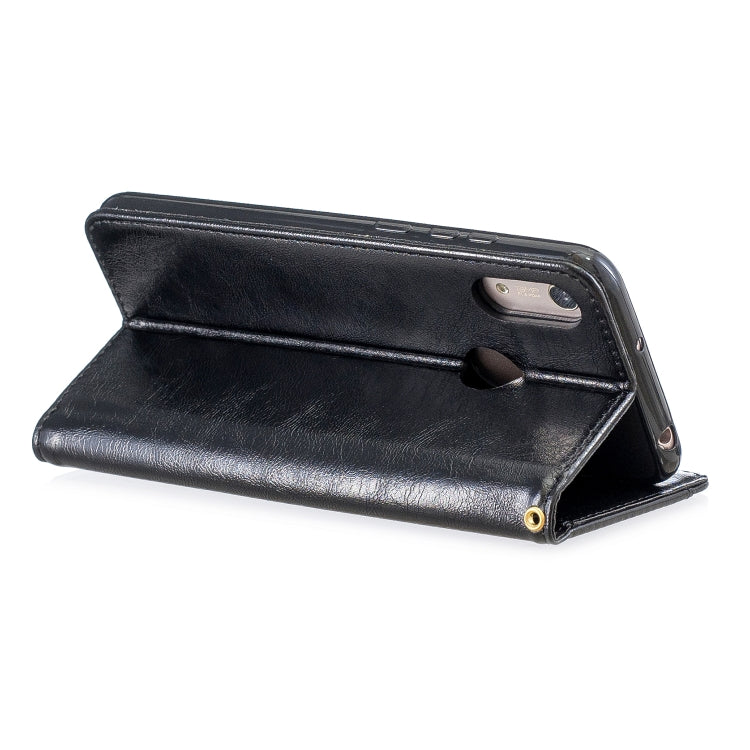 For Huawei  Y6 2019 Copper Buckle Nappa Texture Horizontal Flip Leather Case , with Holder & Card Slots & Wallet