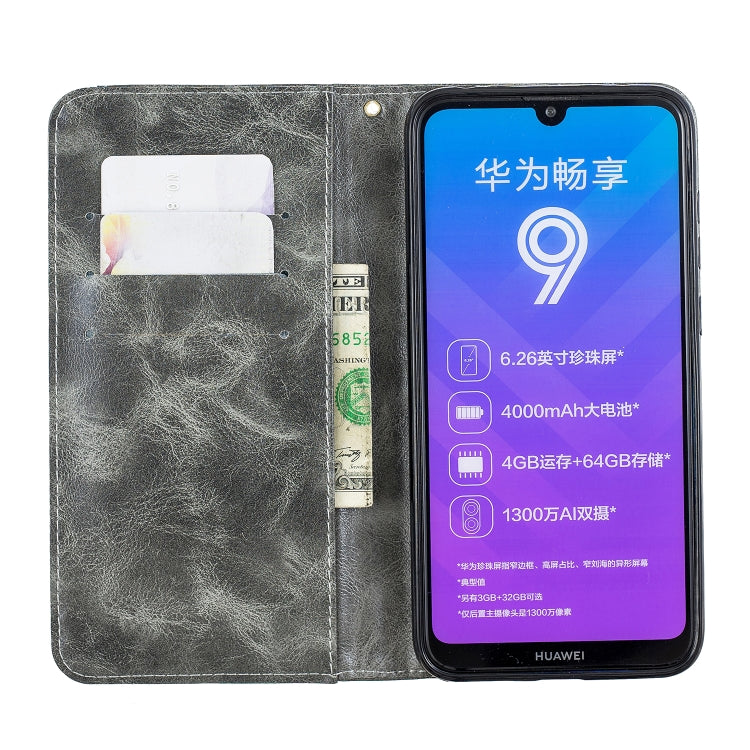 For Huawei  Y7 2019 Copper Buckle Nappa Texture Horizontal Flip Leather Case , with Holder & Card Slots & Wallet