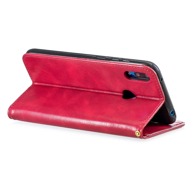 For Huawei  Y7 2019 Copper Buckle Nappa Texture Horizontal Flip Leather Case , with Holder & Card Slots & Wallet