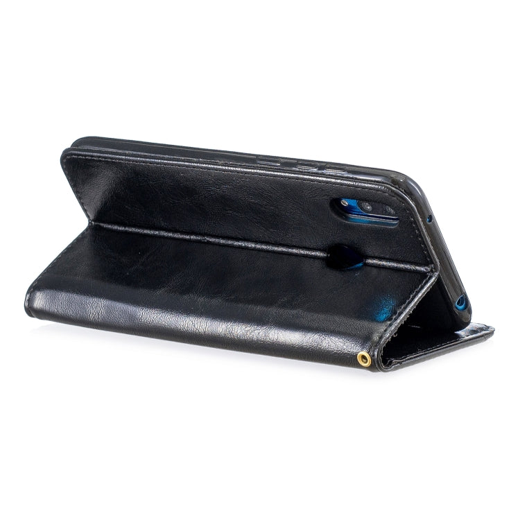 For Huawei  Y7 2019 Copper Buckle Nappa Texture Horizontal Flip Leather Case , with Holder & Card Slots & Wallet