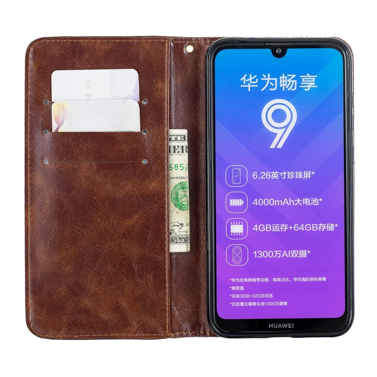 For Huawei  Y7 2019 Copper Buckle Nappa Texture Horizontal Flip Leather Case , with Holder & Card Slots & Wallet