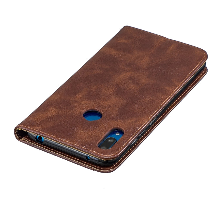 For Huawei  Y7 2019 Copper Buckle Nappa Texture Horizontal Flip Leather Case , with Holder & Card Slots & Wallet