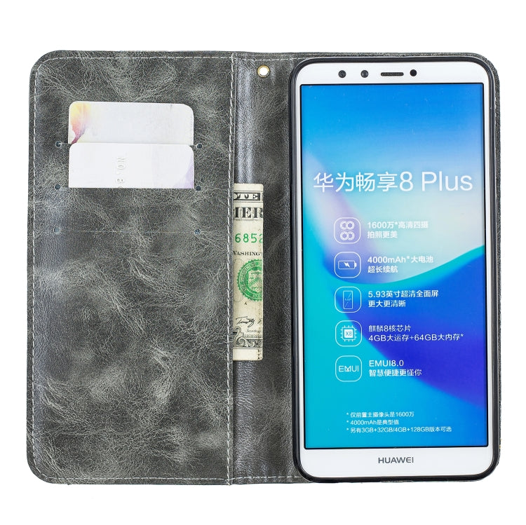 For Huawei  Y9 2018 Copper Buckle Nappa Texture Horizontal Flip Leather Case , with Holder & Card Slots & Wallet