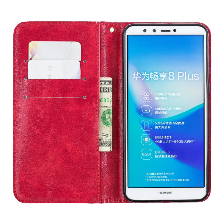 For Huawei  Y9 2018 Copper Buckle Nappa Texture Horizontal Flip Leather Case , with Holder & Card Slots & Wallet