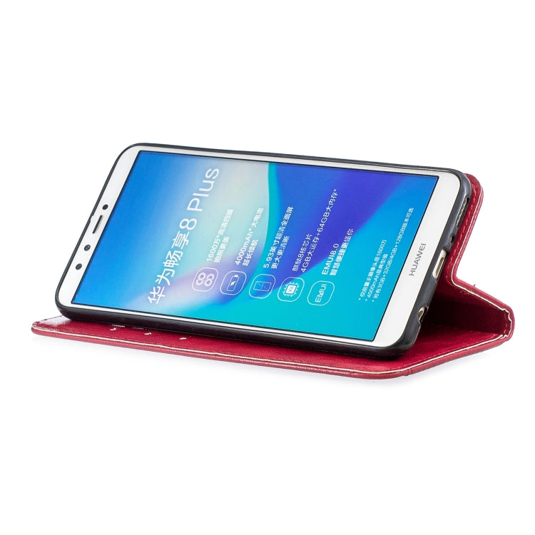 For Huawei  Y9 2018 Copper Buckle Nappa Texture Horizontal Flip Leather Case , with Holder & Card Slots & Wallet