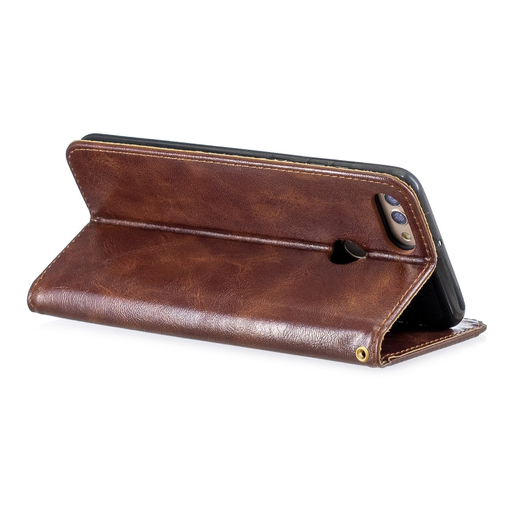 For Huawei  Y9 2018 Copper Buckle Nappa Texture Horizontal Flip Leather Case , with Holder & Card Slots & Wallet