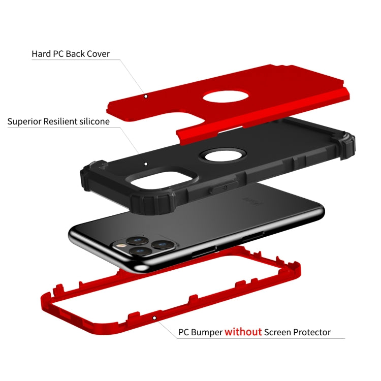 For iPhone 11 Pro PC+ Silicone Three-piece Anti-drop Mobile Phone Protective Back Cover