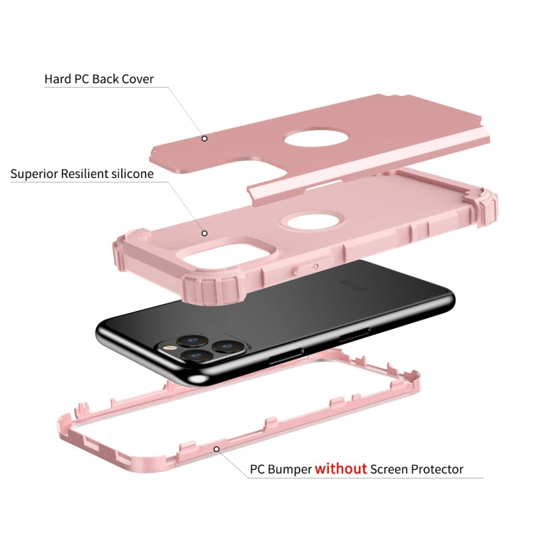 For iPhone 11 Pro PC+ Silicone Three-piece Anti-drop Mobile Phone Protective Back Cover